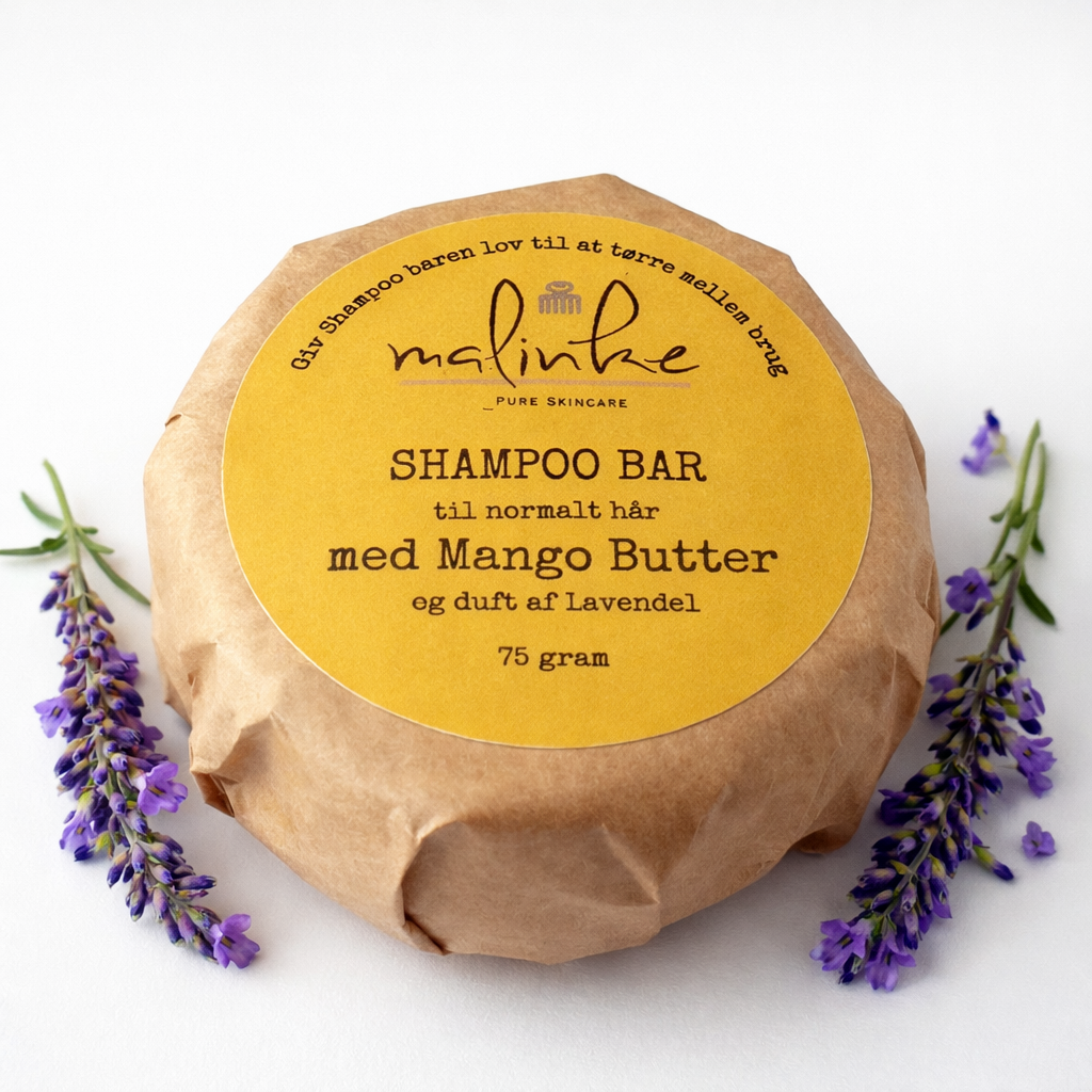 Malinke Shampoo Bar med Mango Butter og Lavendel 75 g